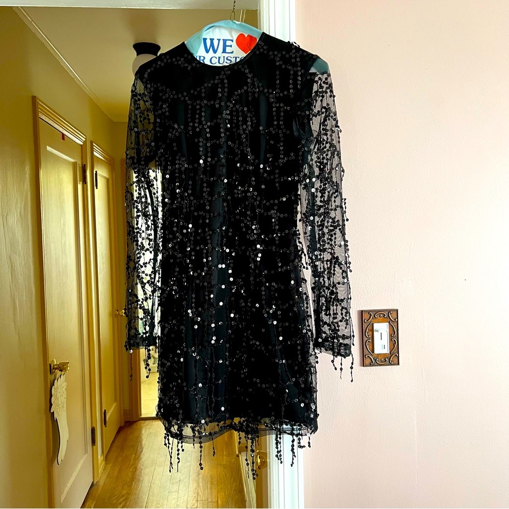 Pretty little thing black sequin dress ~ size 6 ~ mini dress